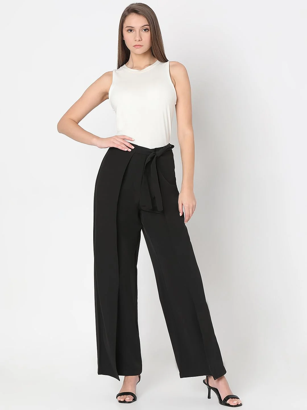 Black High Rise Wrap Pants - Image 5