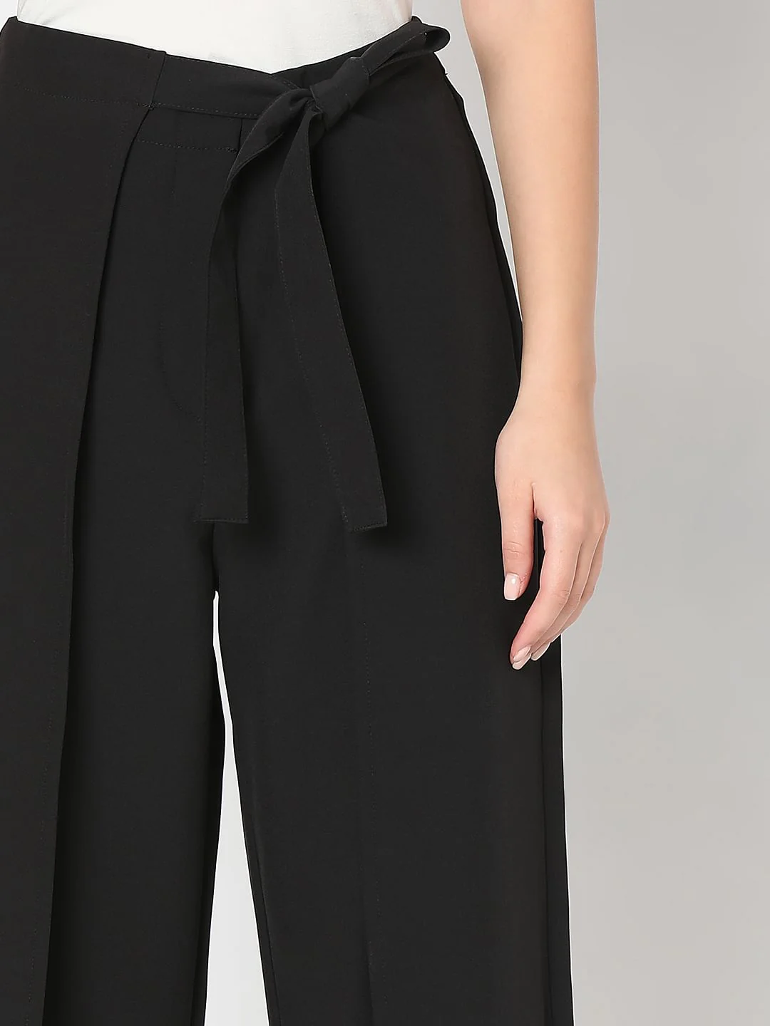 Black High Rise Wrap Pants - Image 6