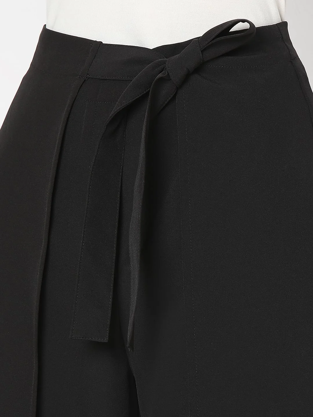 Black High Rise Wrap Pants - Image 8