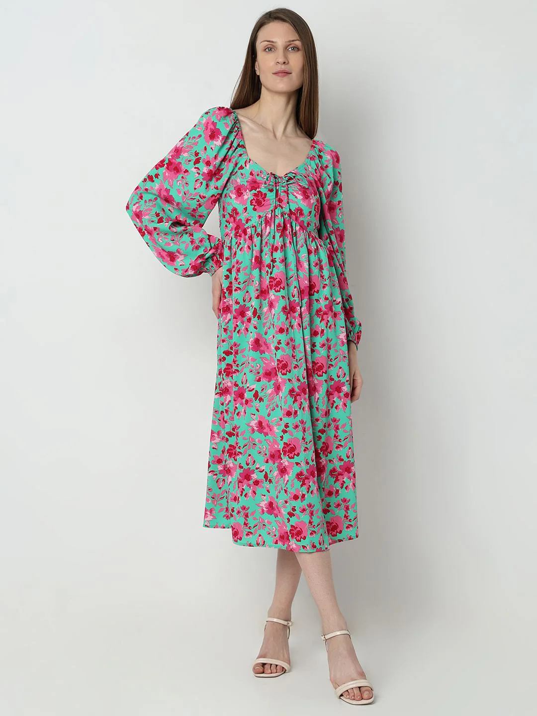 Green Floral Midi Dress - Image 2