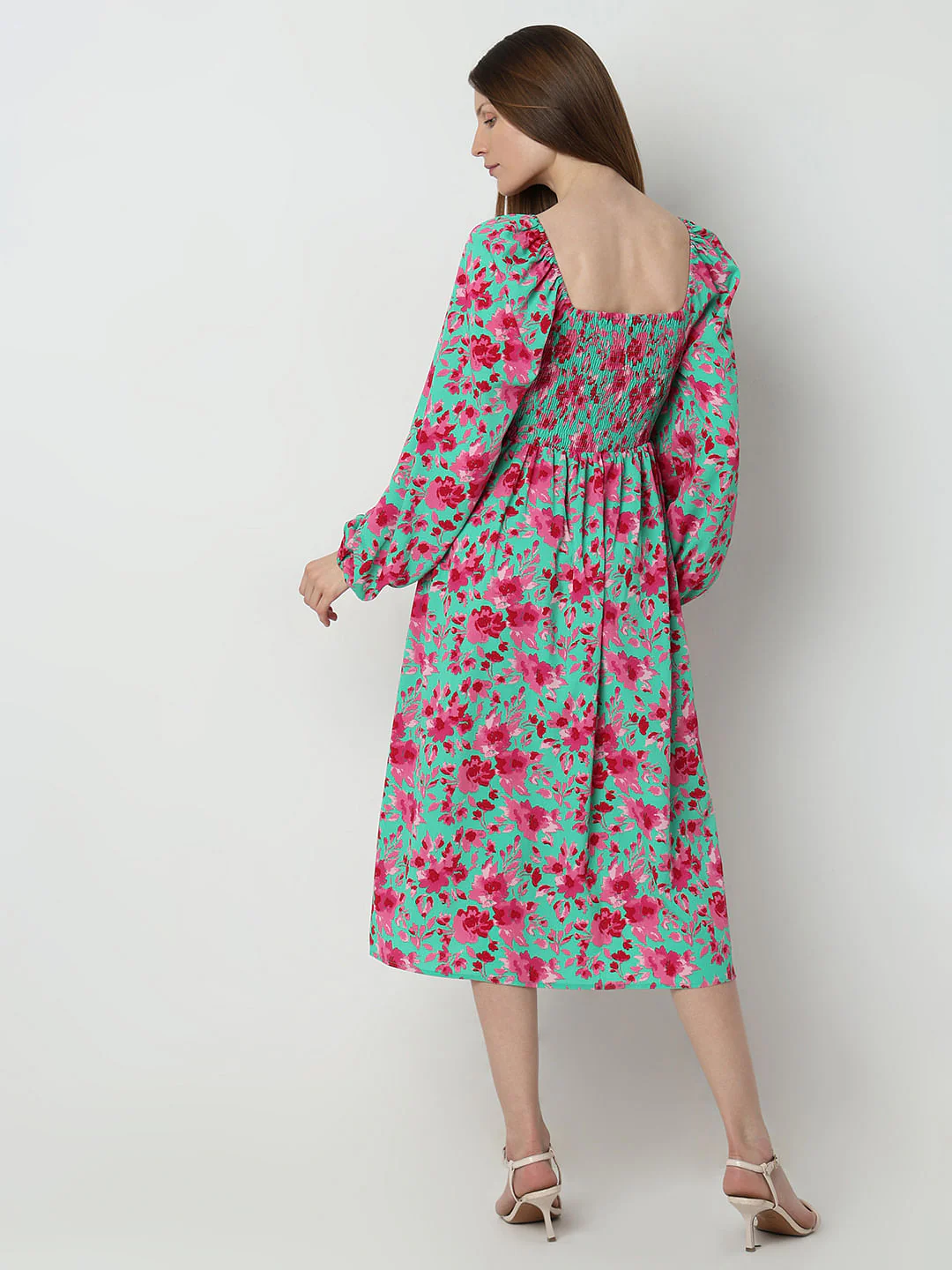 Green Floral Midi Dress - Image 4