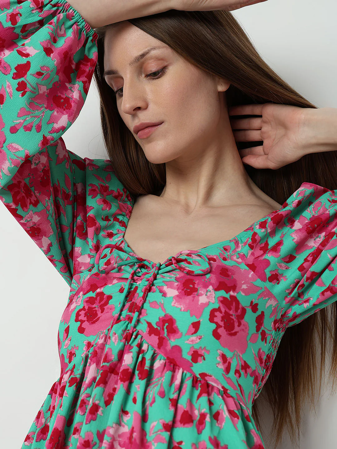 Green Floral Midi Dress - Image 5