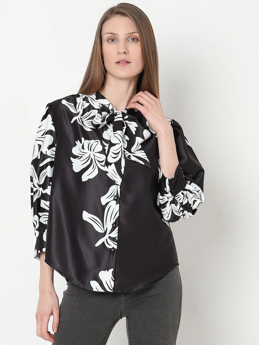 Black & White Floral Top - Image 2