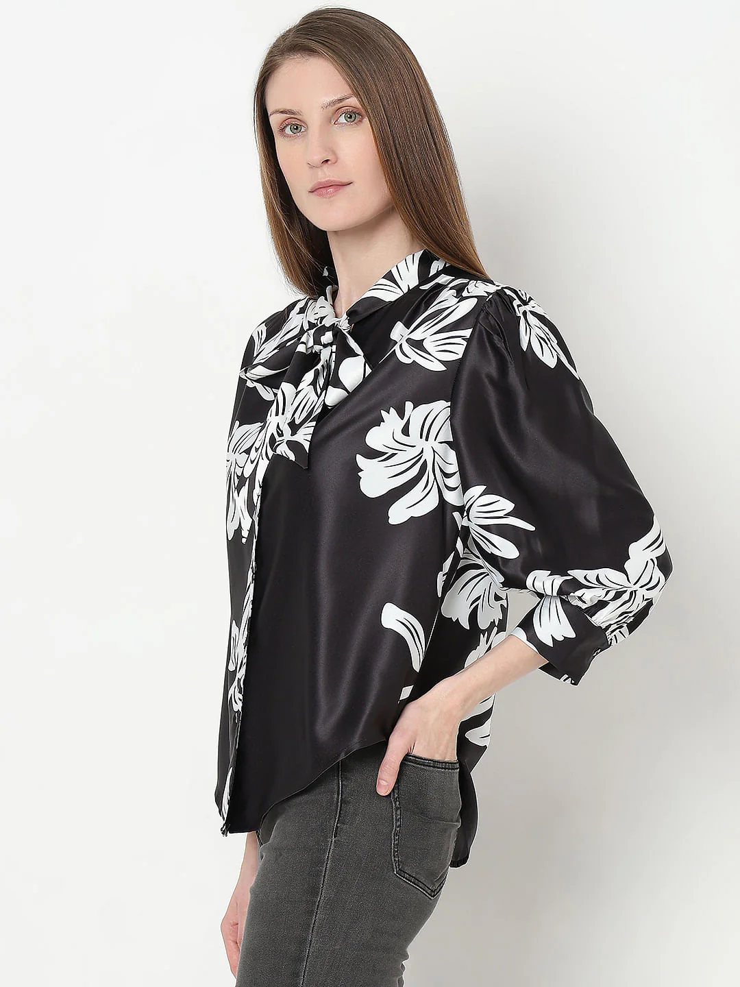 Black & White Floral Top - Image 3