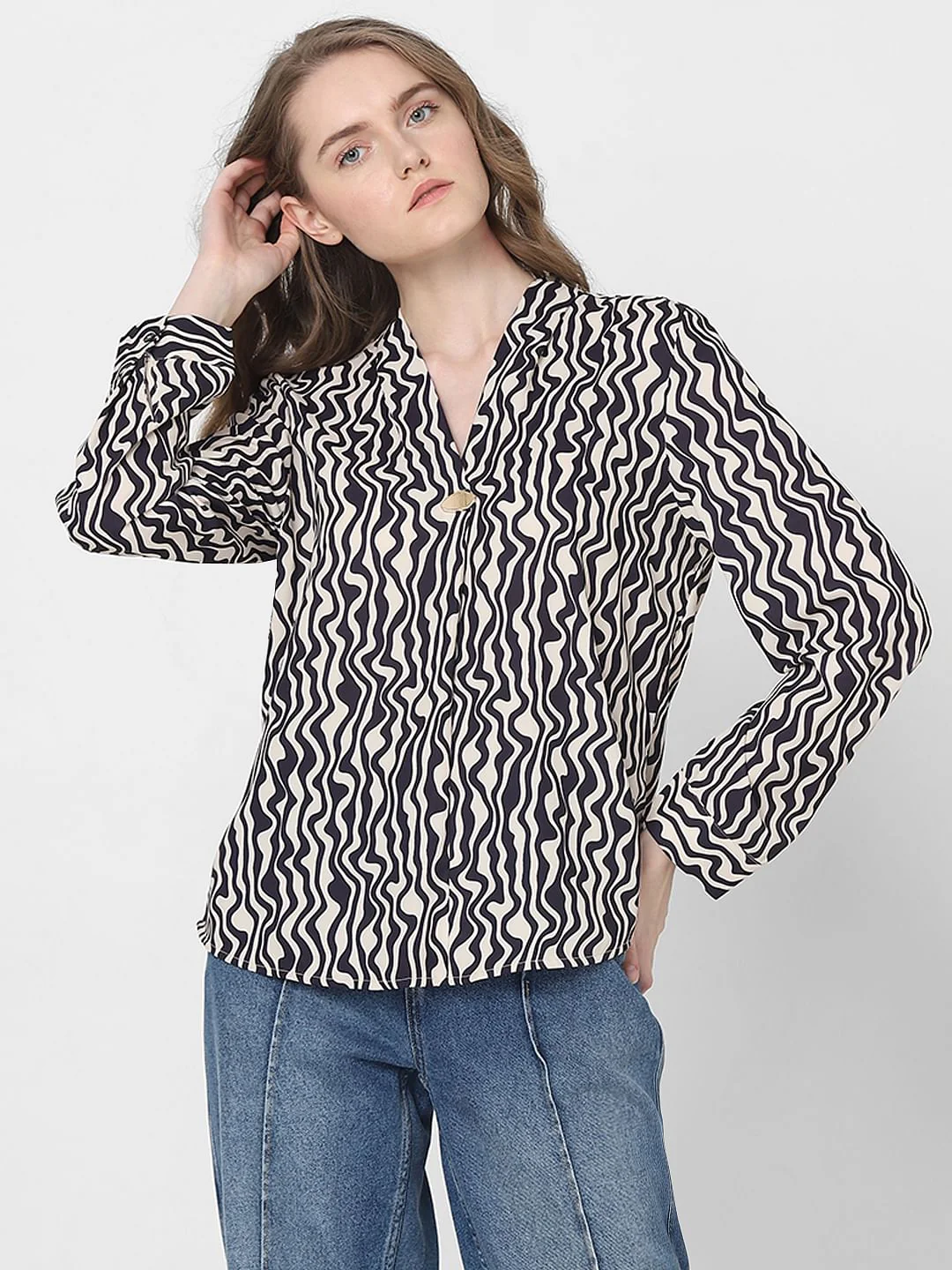Black Abstract Print Top - Image 2
