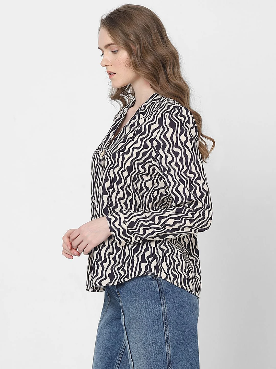 Black Abstract Print Top - Image 3
