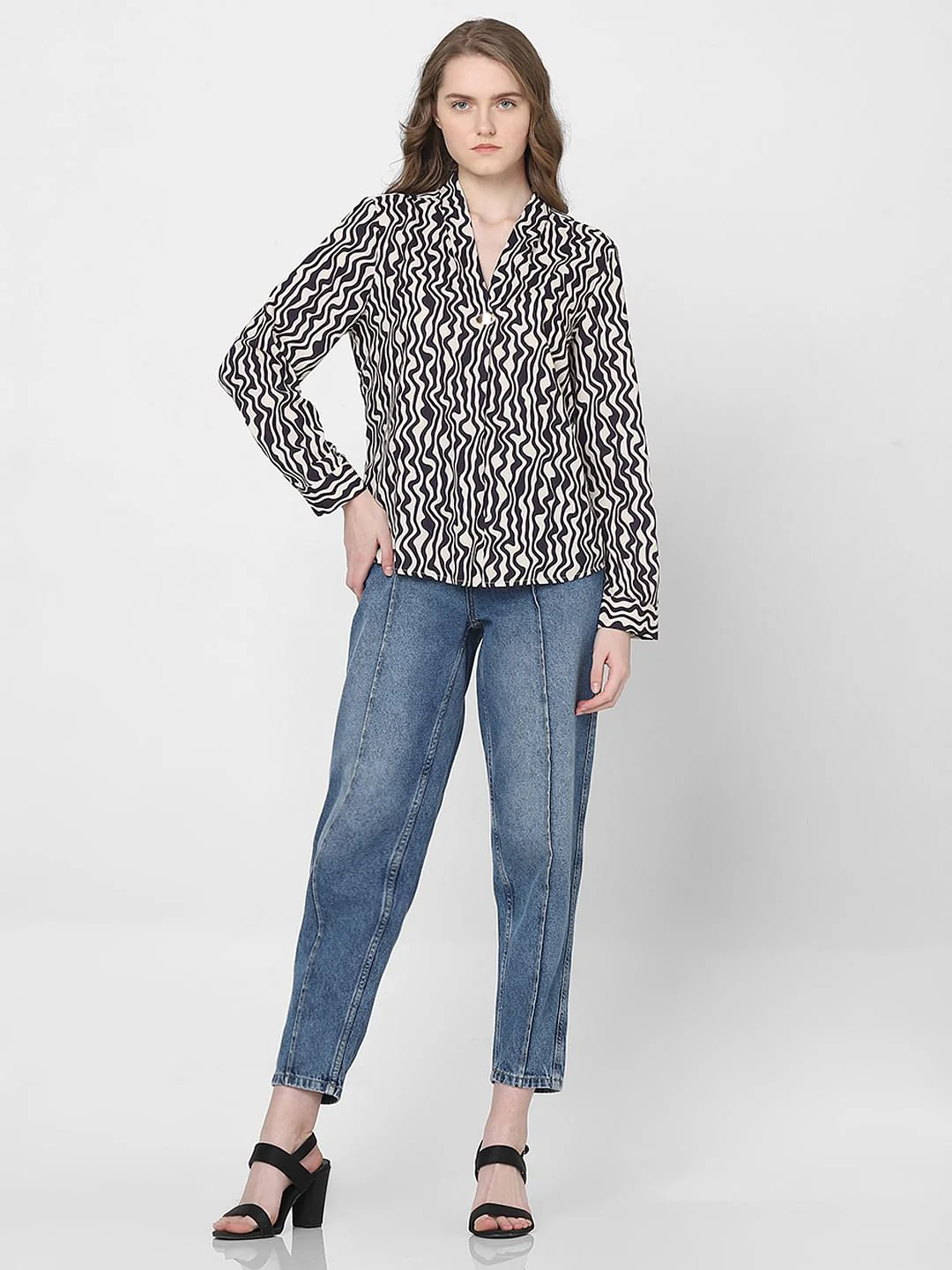 Black Abstract Print Top - Image 5