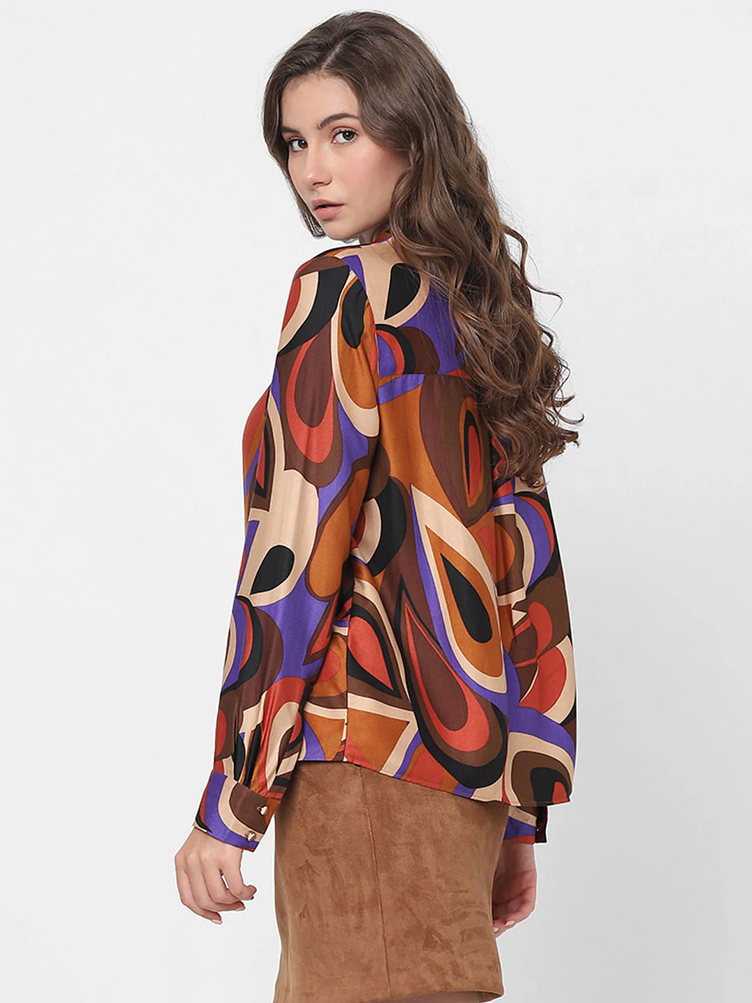 Brown Abstract Print Shirt - Image 3