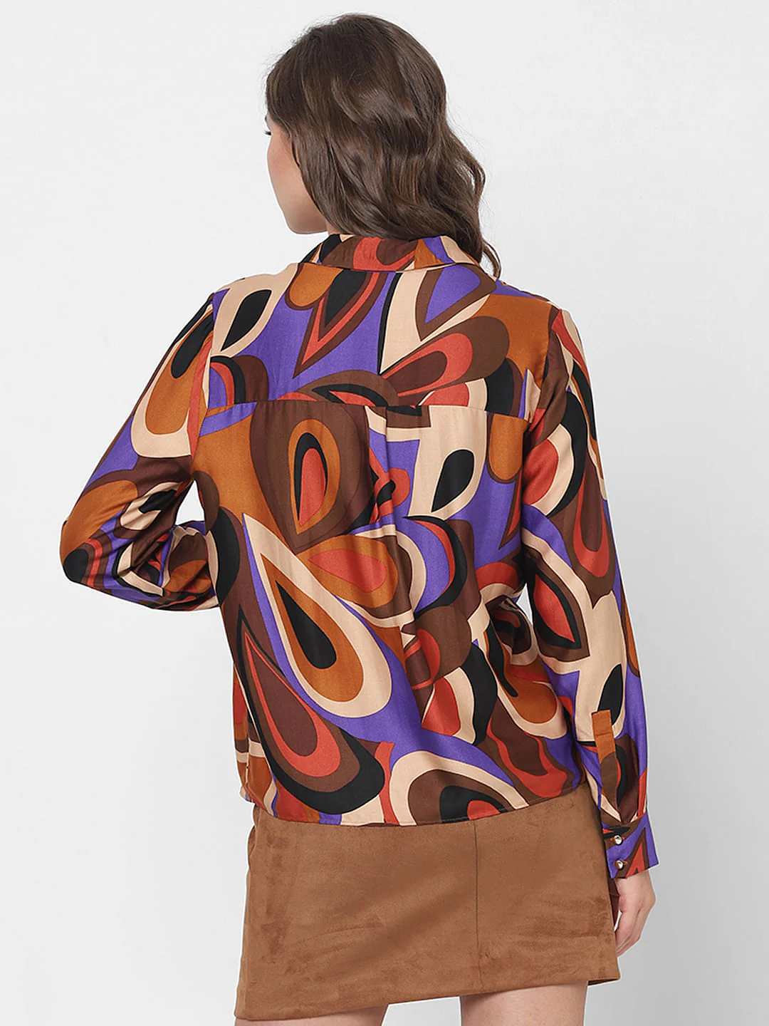 Brown Abstract Print Shirt - Image 4