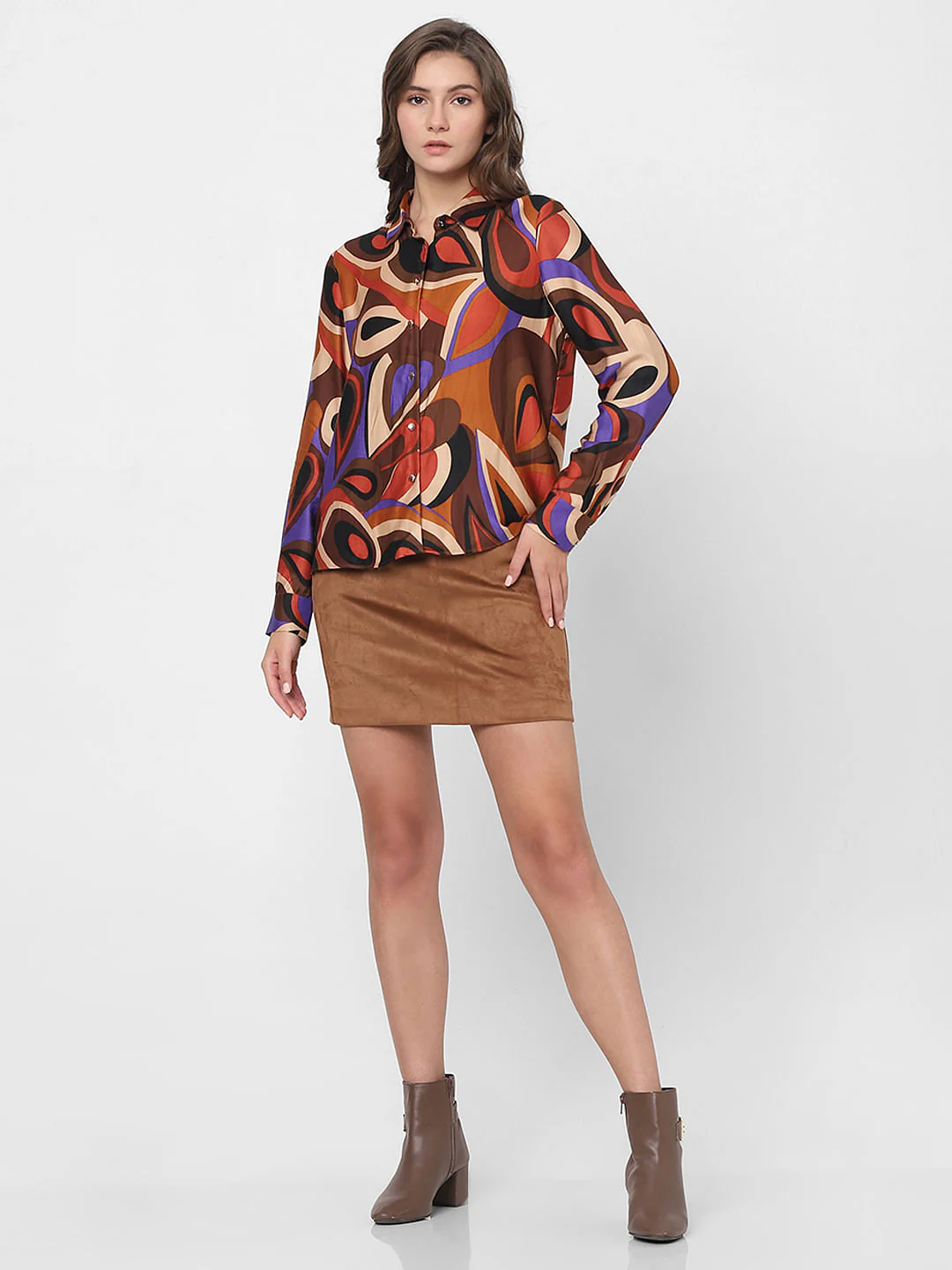 Brown Abstract Print Shirt - Image 5