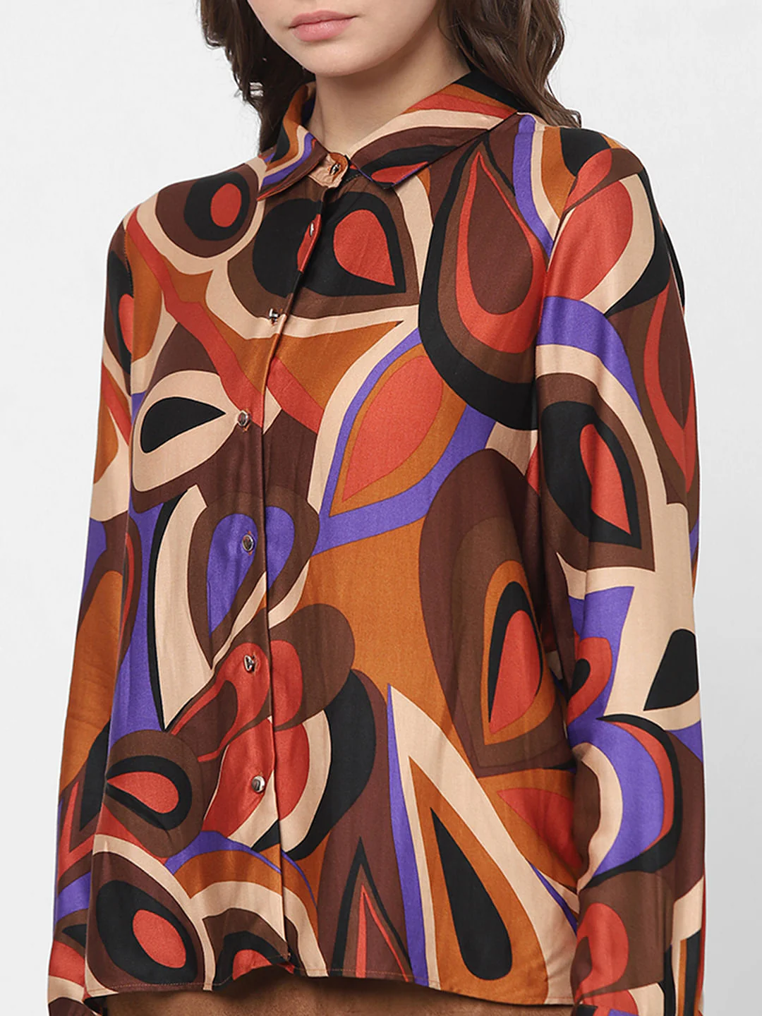Brown Abstract Print Shirt - Image 6