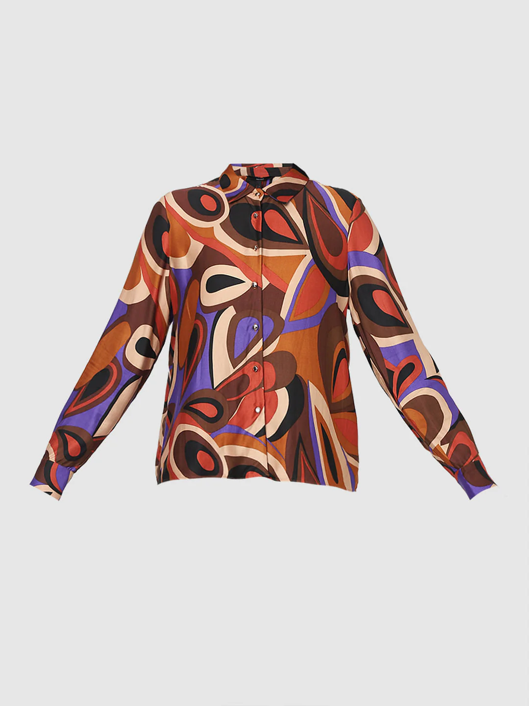 Brown Abstract Print Shirt - Image 7