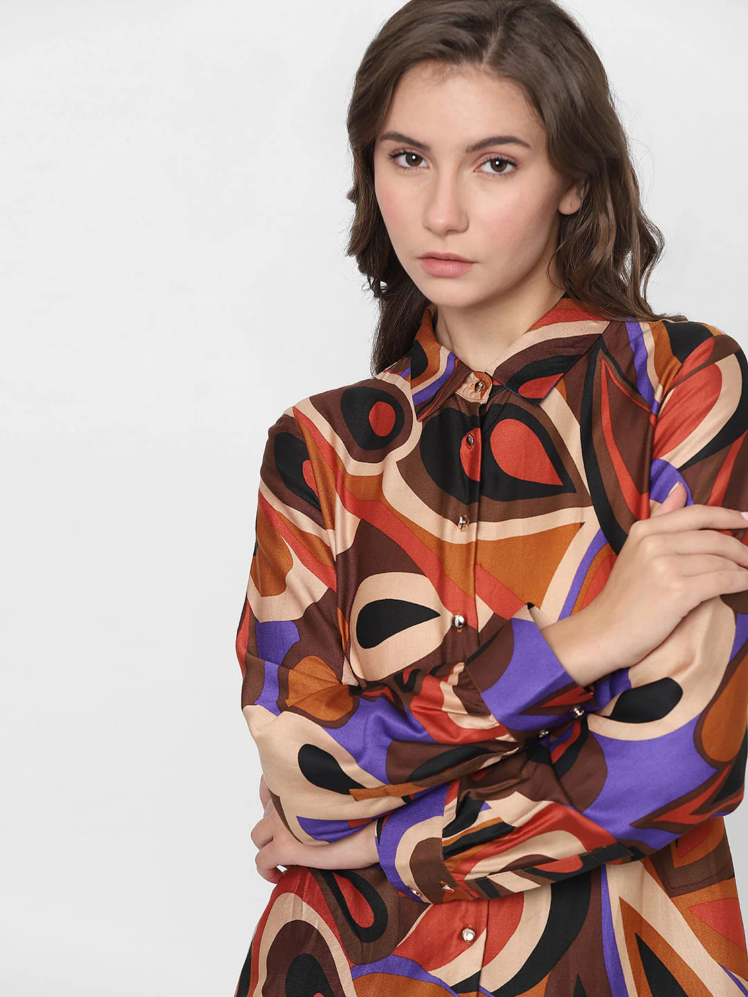 Brown Abstract Print Shirt - Image 8