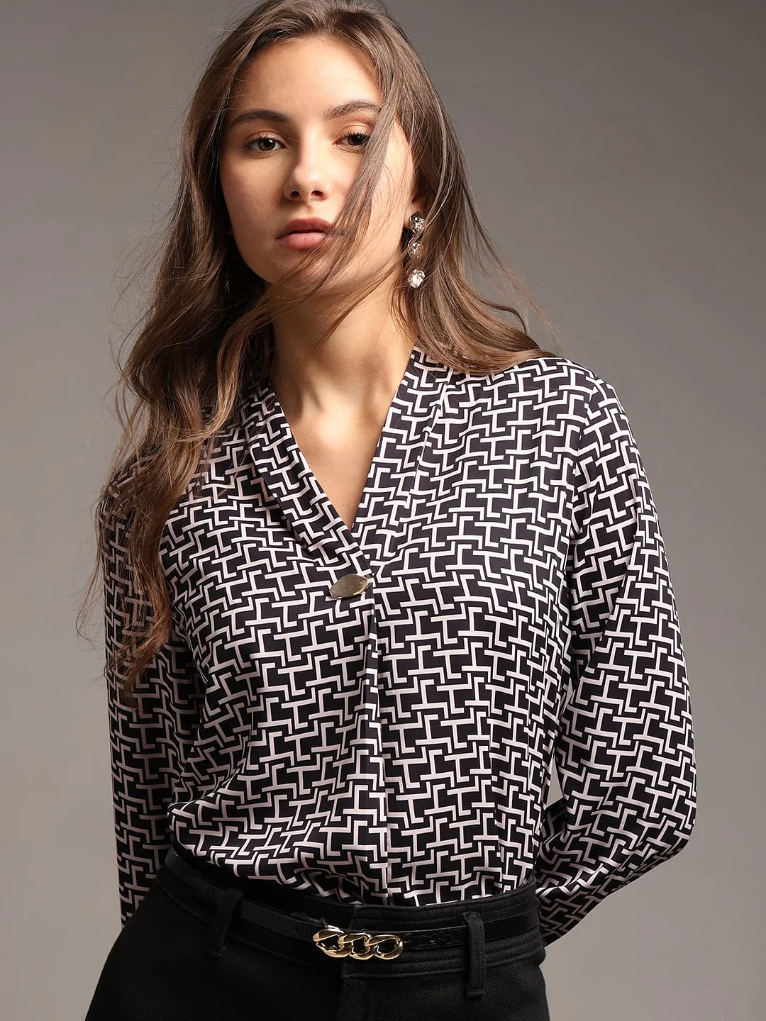 Black Printed Top
