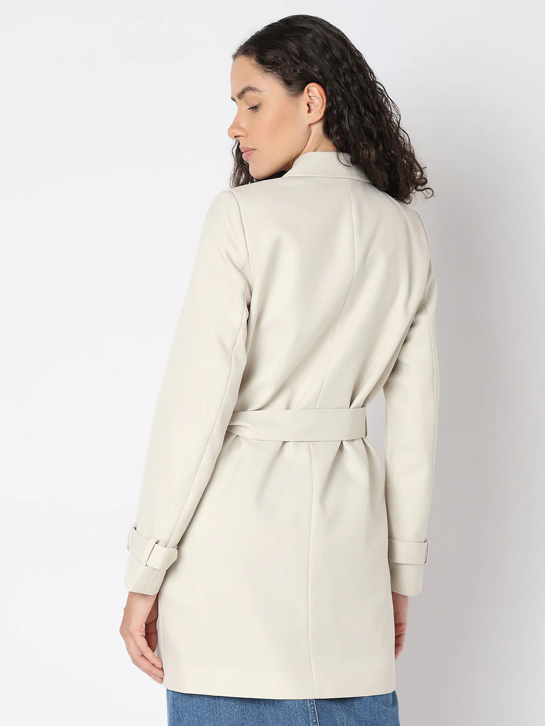 Beige Belted Trench Coat - Image 4