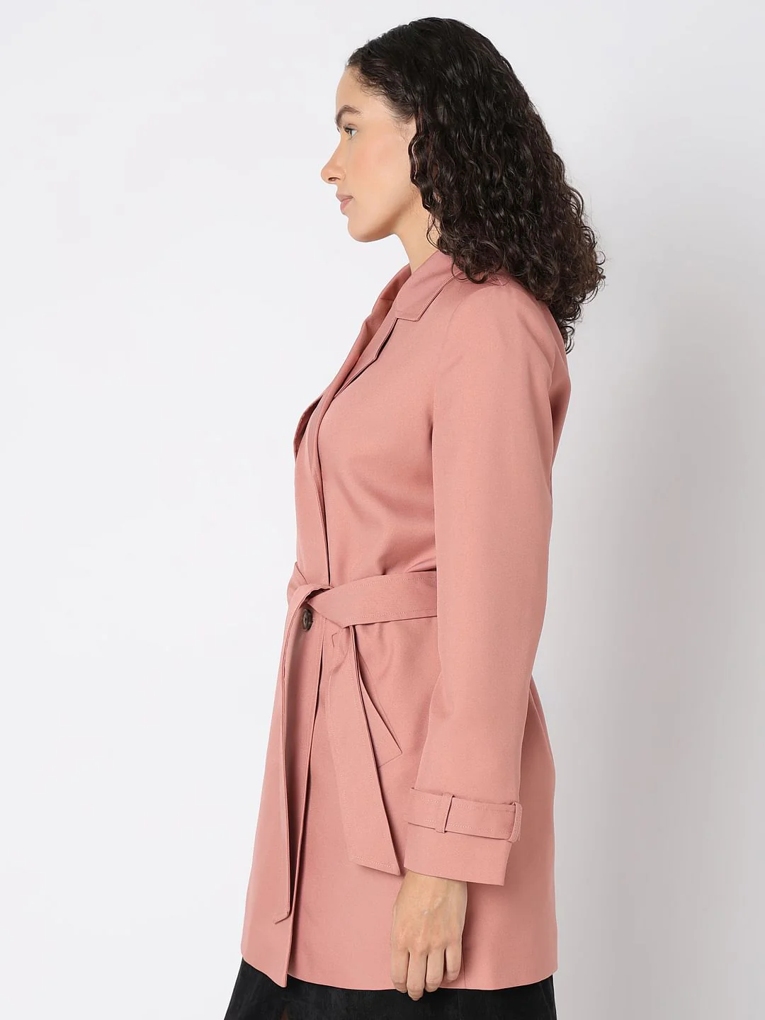 Pink Belted Trench Coat - Image 3