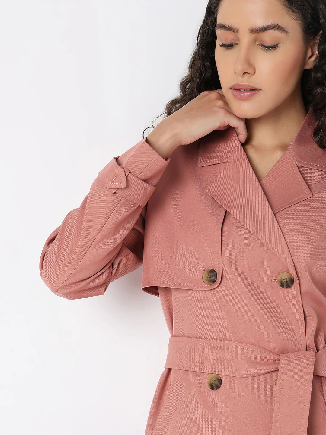 Pink Belted Trench Coat - Image 6