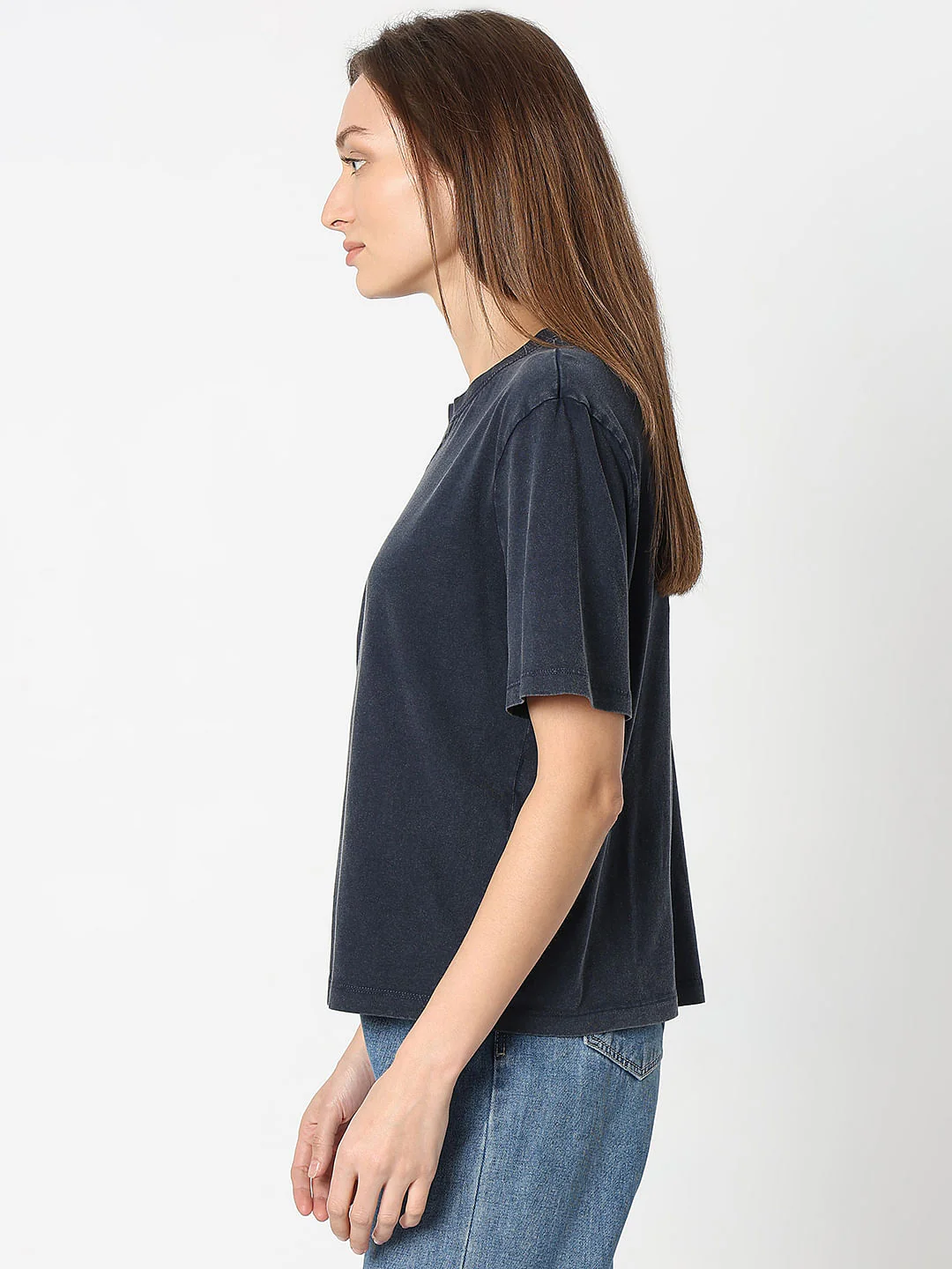 Dark Blue Acid Washed T-Shirt - Image 3