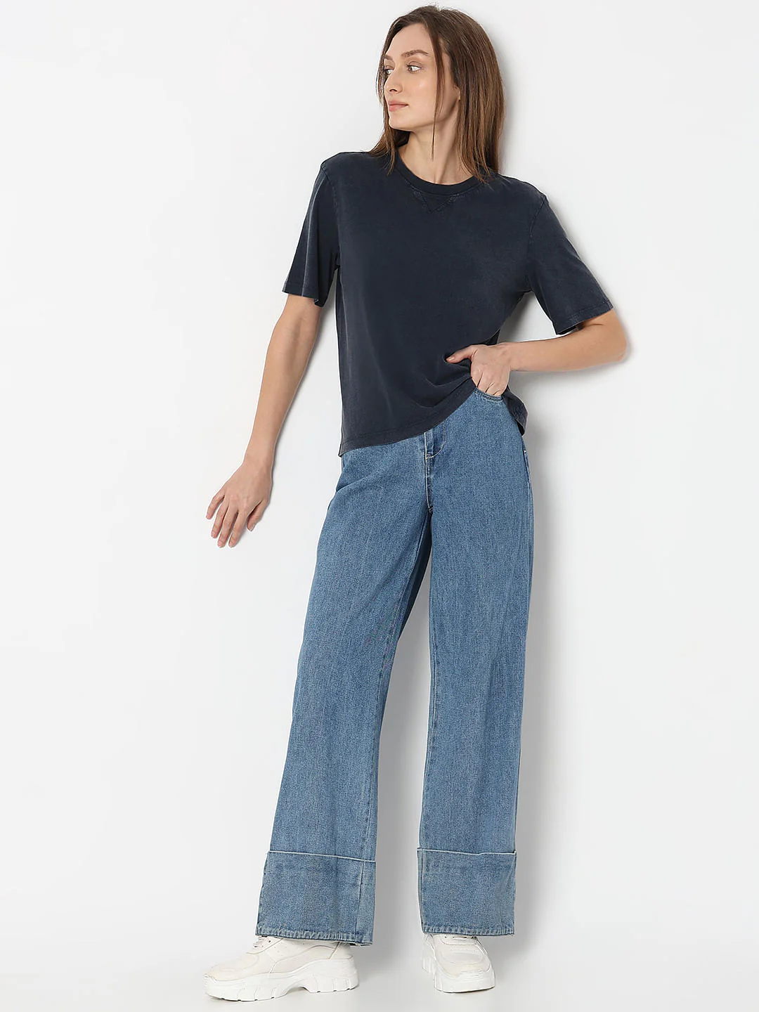 Dark Blue Acid Washed T-Shirt - Image 5