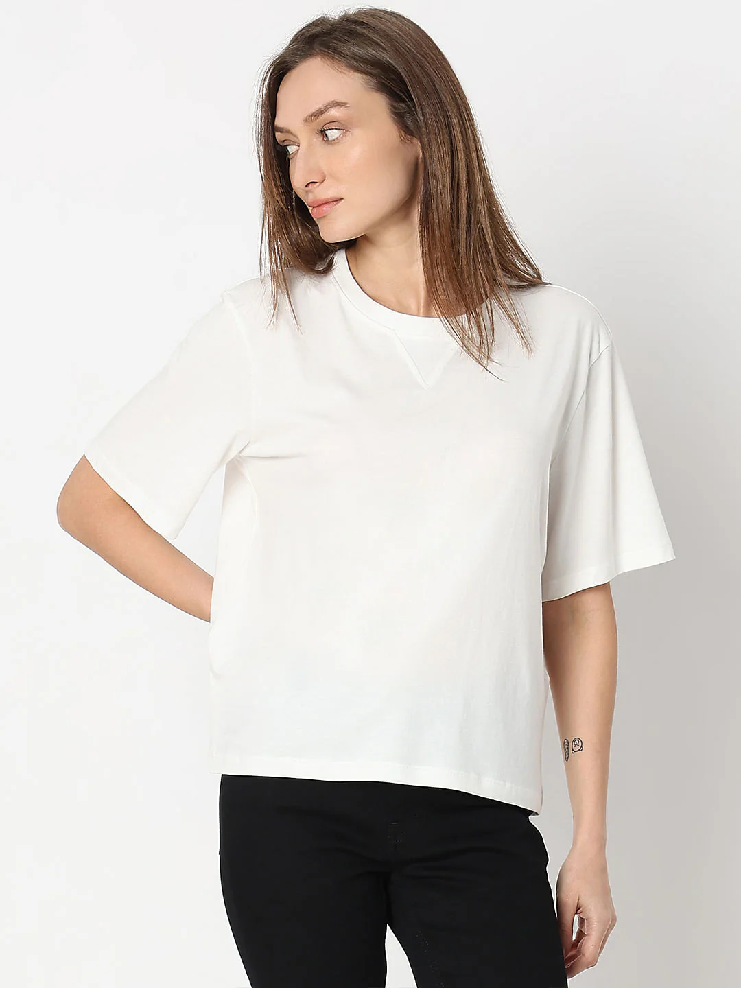 White Cotton Boxy Fit T-Shirt - Image 2