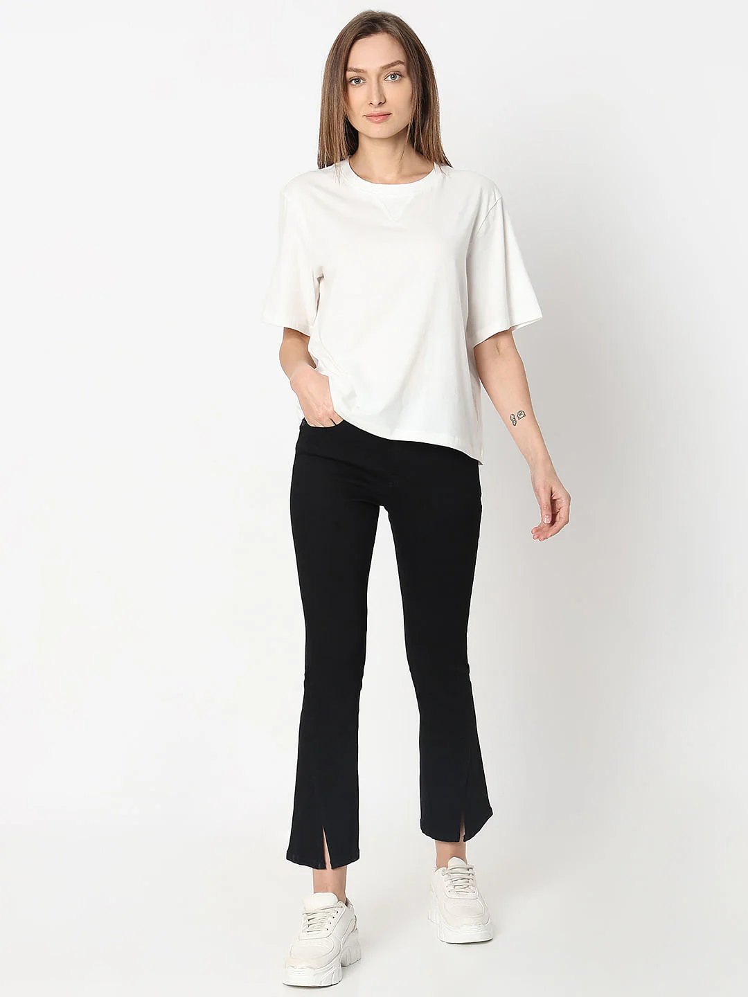 White Cotton Boxy Fit T-Shirt - Image 5