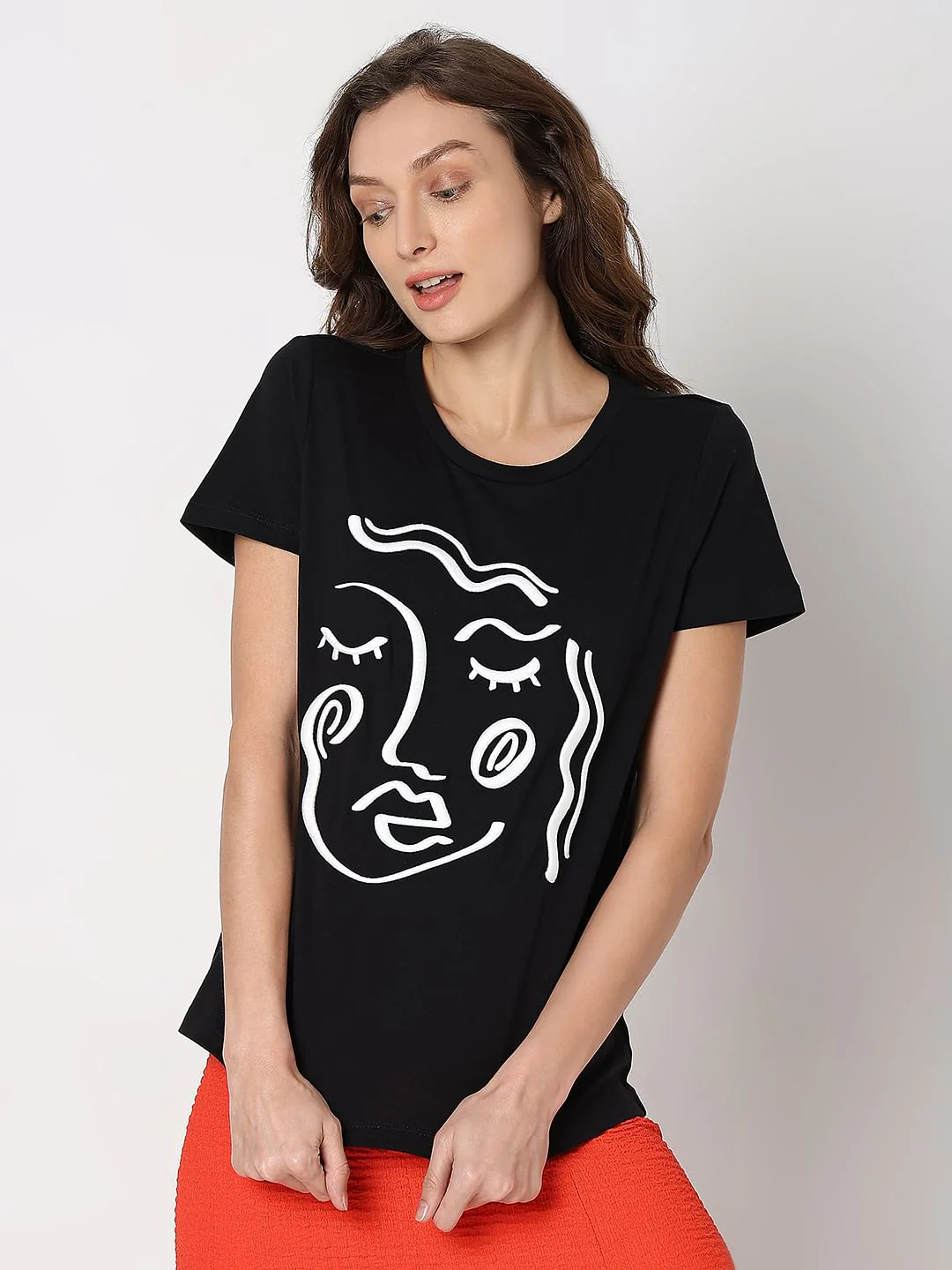 Black Face Outline T-Shirt - Image 2