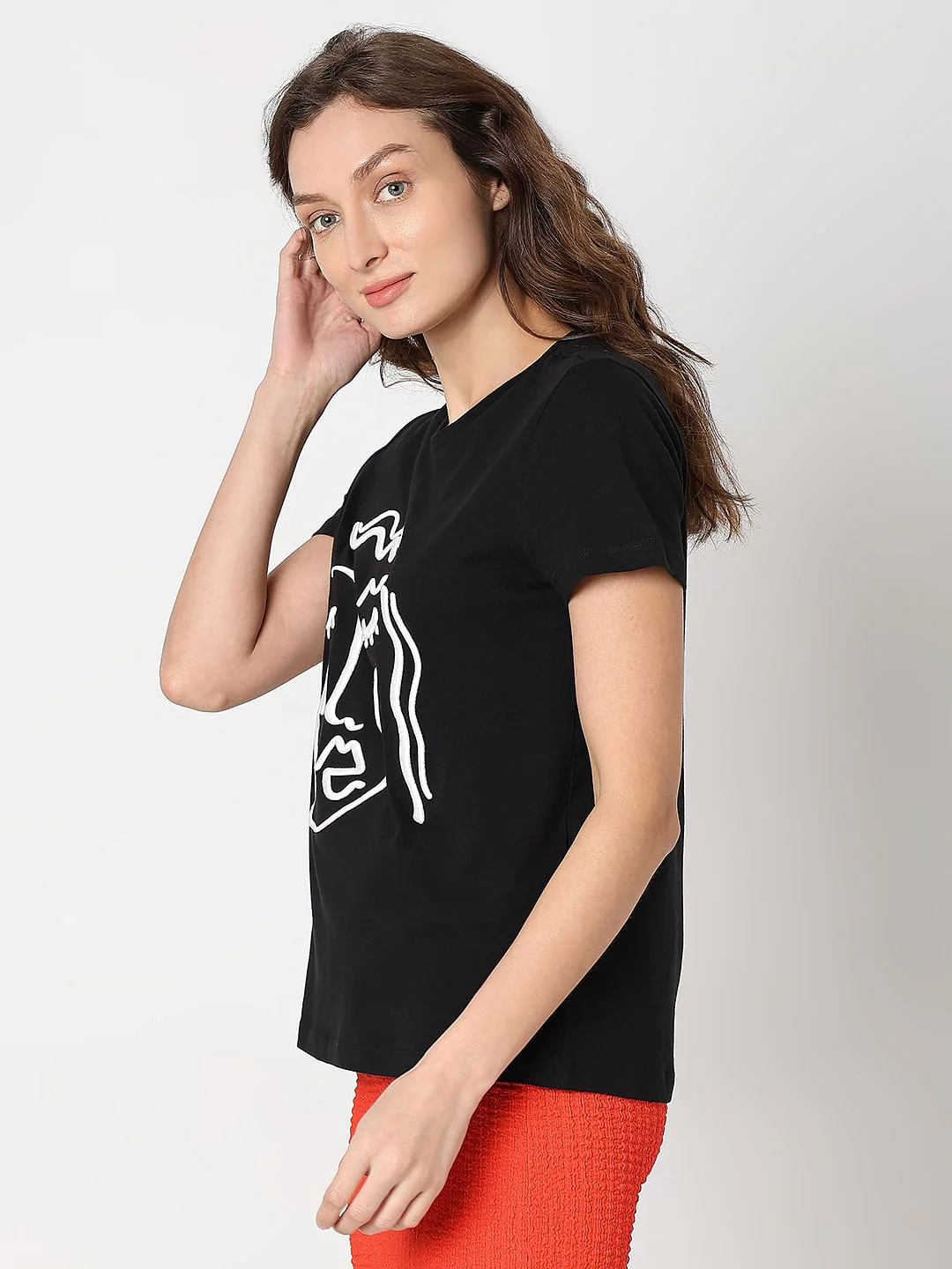 Black Face Outline T-Shirt - Image 3