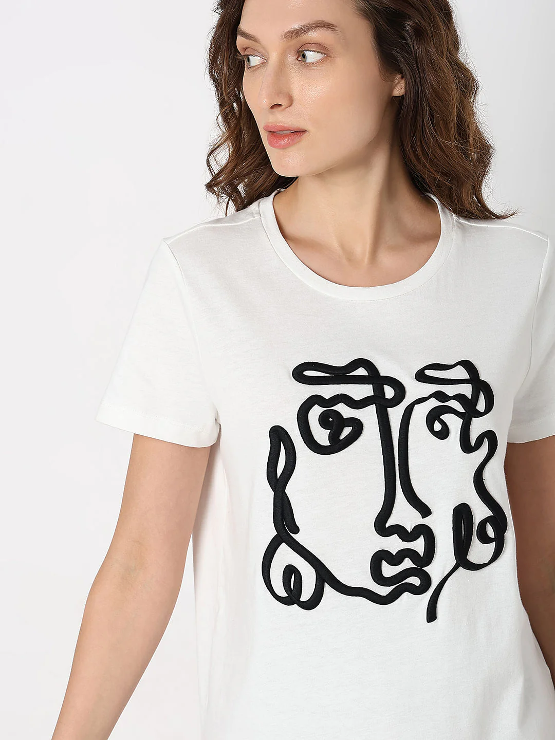White Face Embroidered Print T-Shirt - Image 6