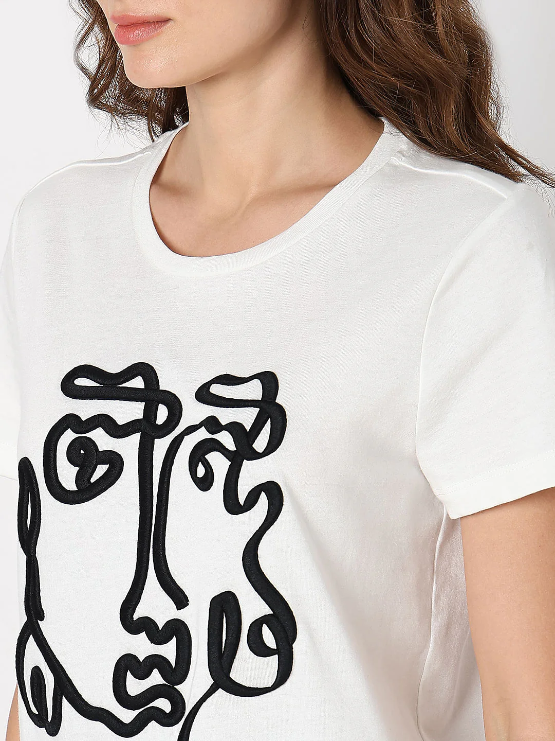 White Face Embroidered Print T-Shirt - Image 8