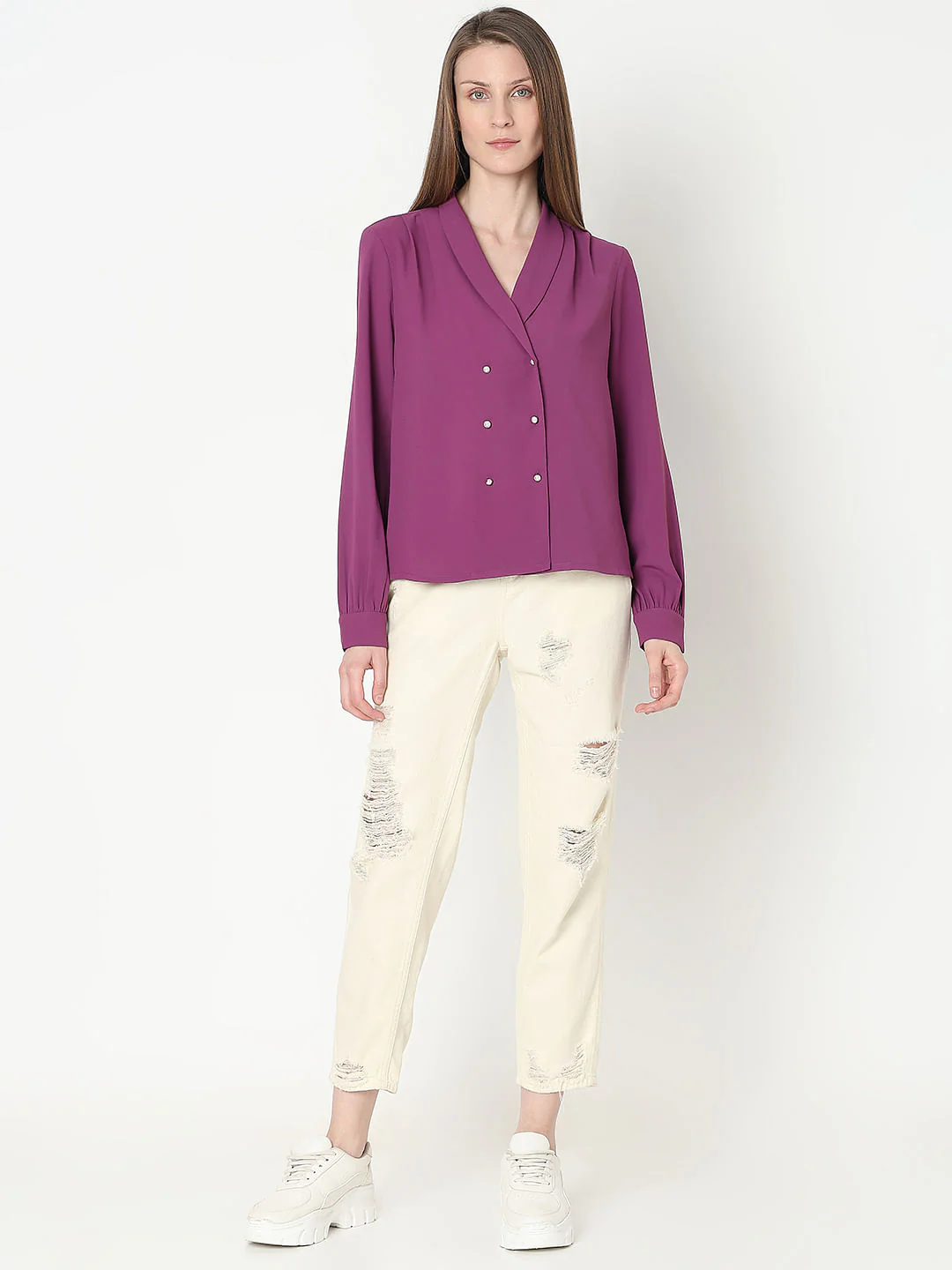 Purple Shawl Collar Top - Image 5