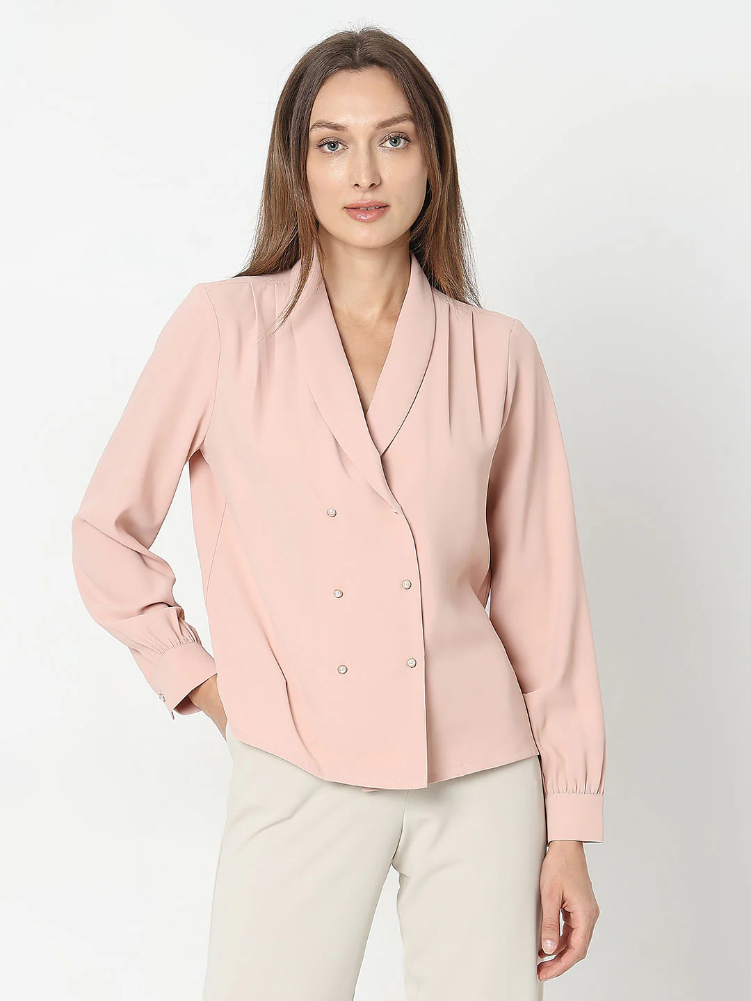 Pink Shawl Collar Top - Image 2