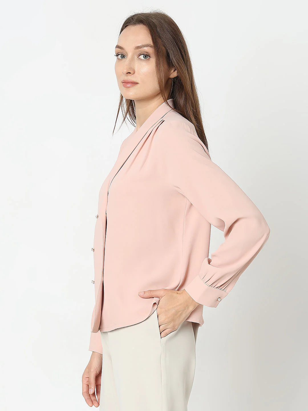 Pink Shawl Collar Top - Image 3
