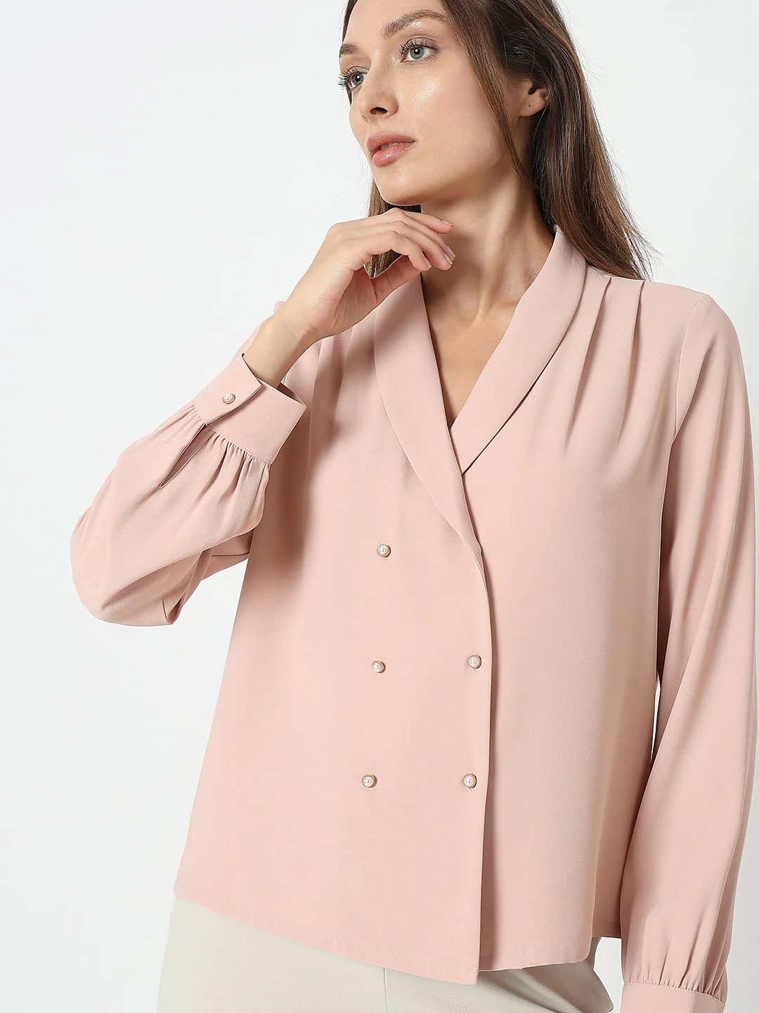 Pink Shawl Collar Top - Image 6