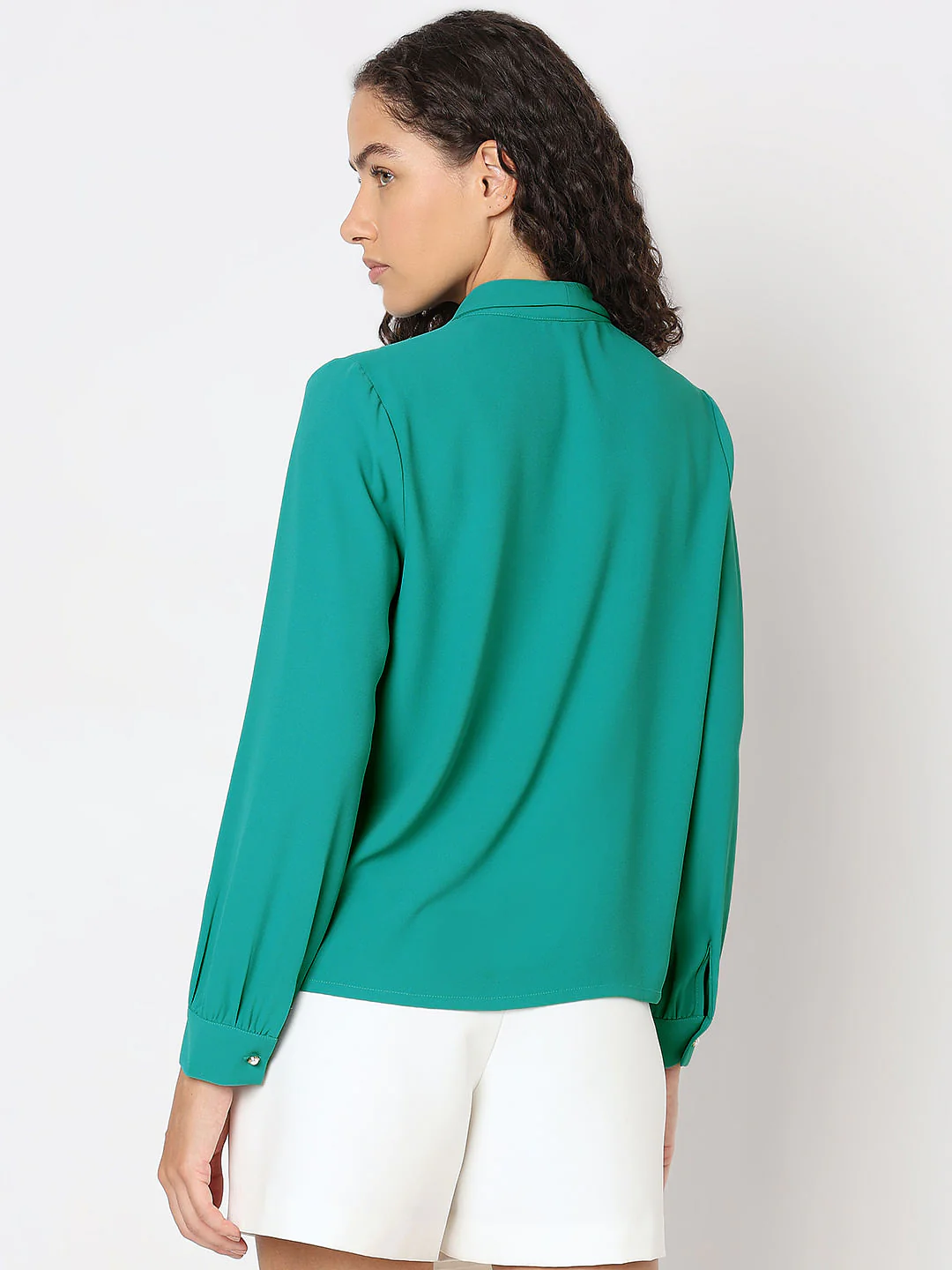 Turquoise Shawl Collar Top - Image 4