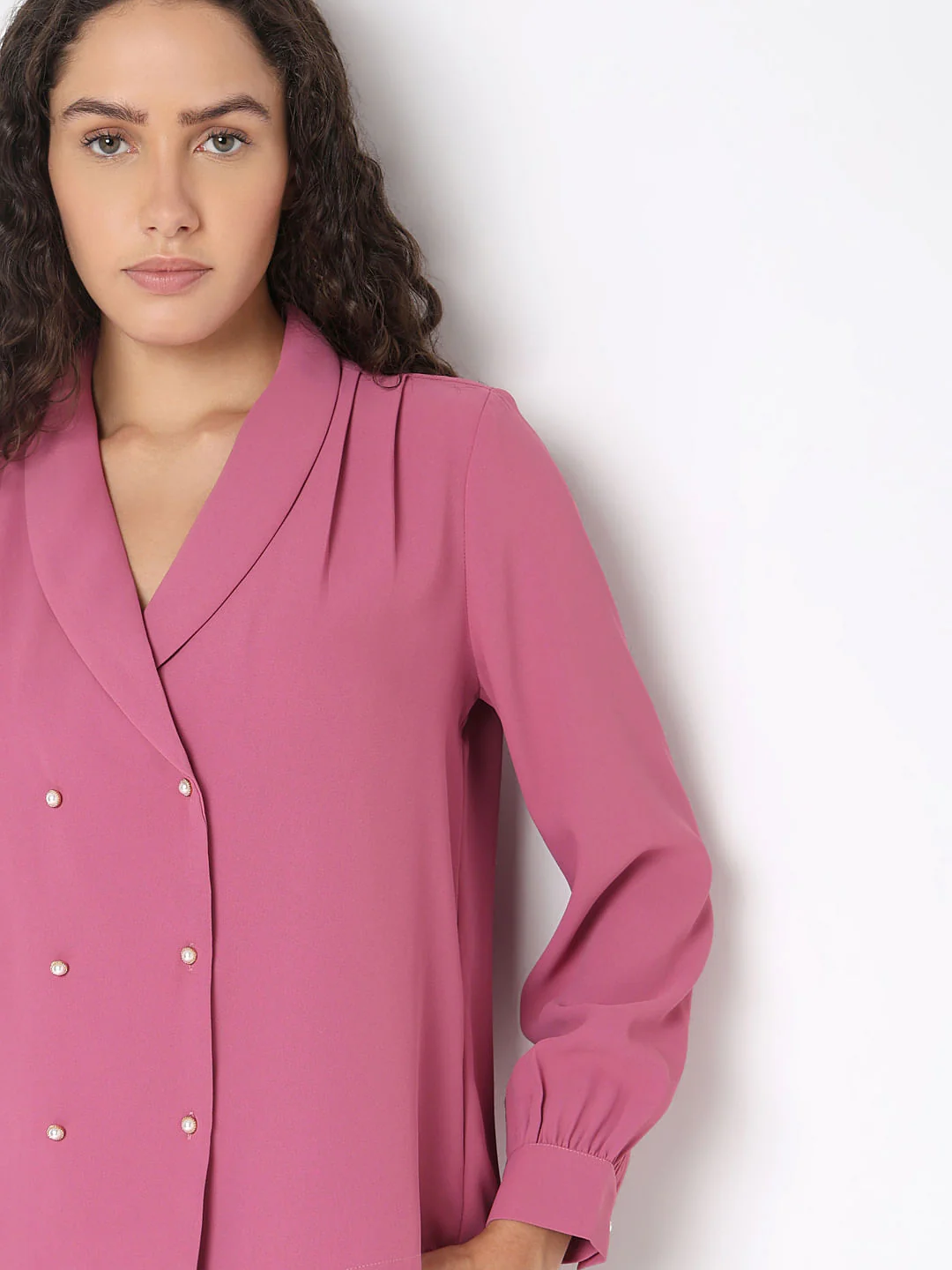 Dusty Pink Shawl Collar Top - Image 6