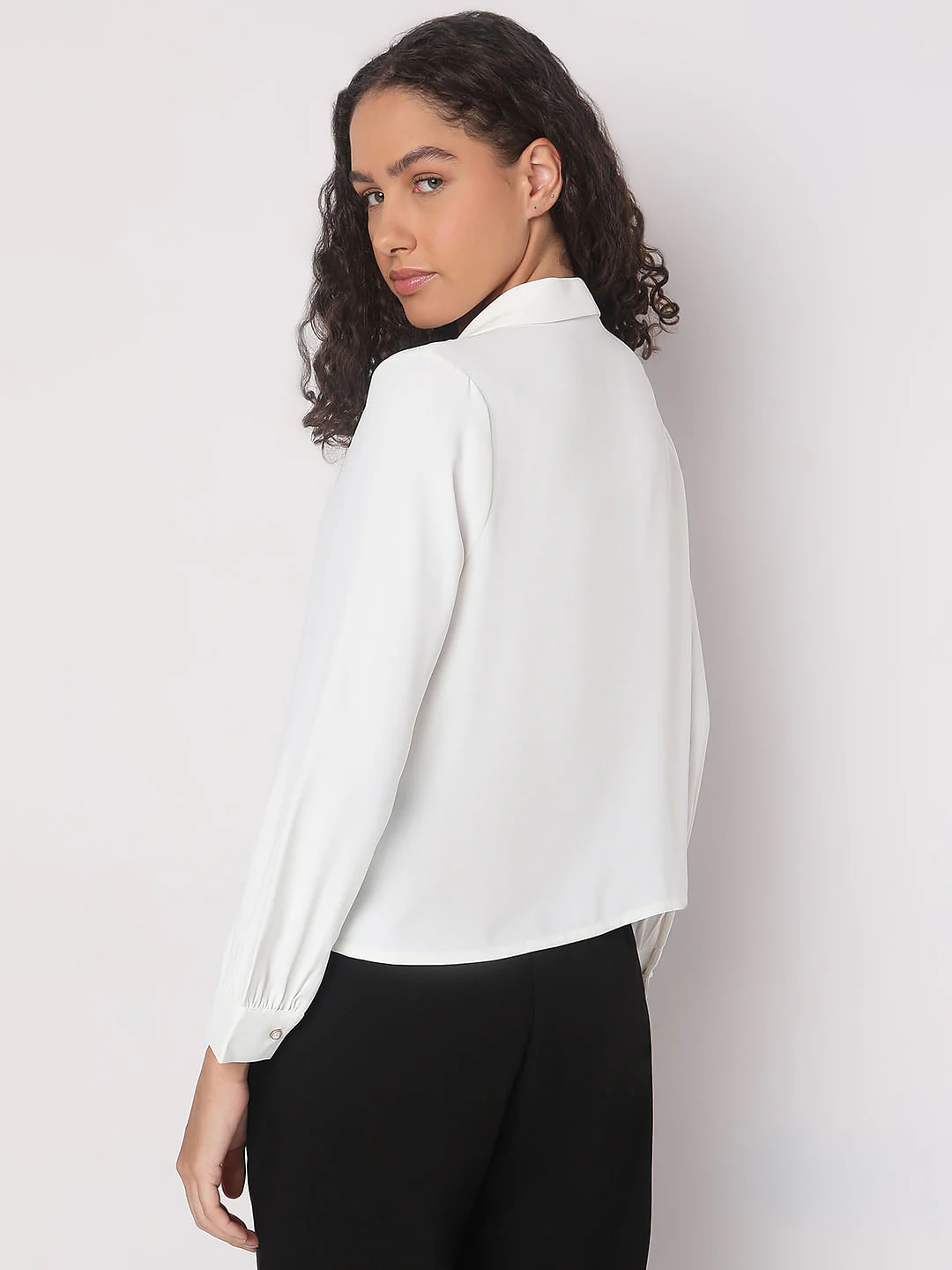 White Shawl Collar Top - Image 4