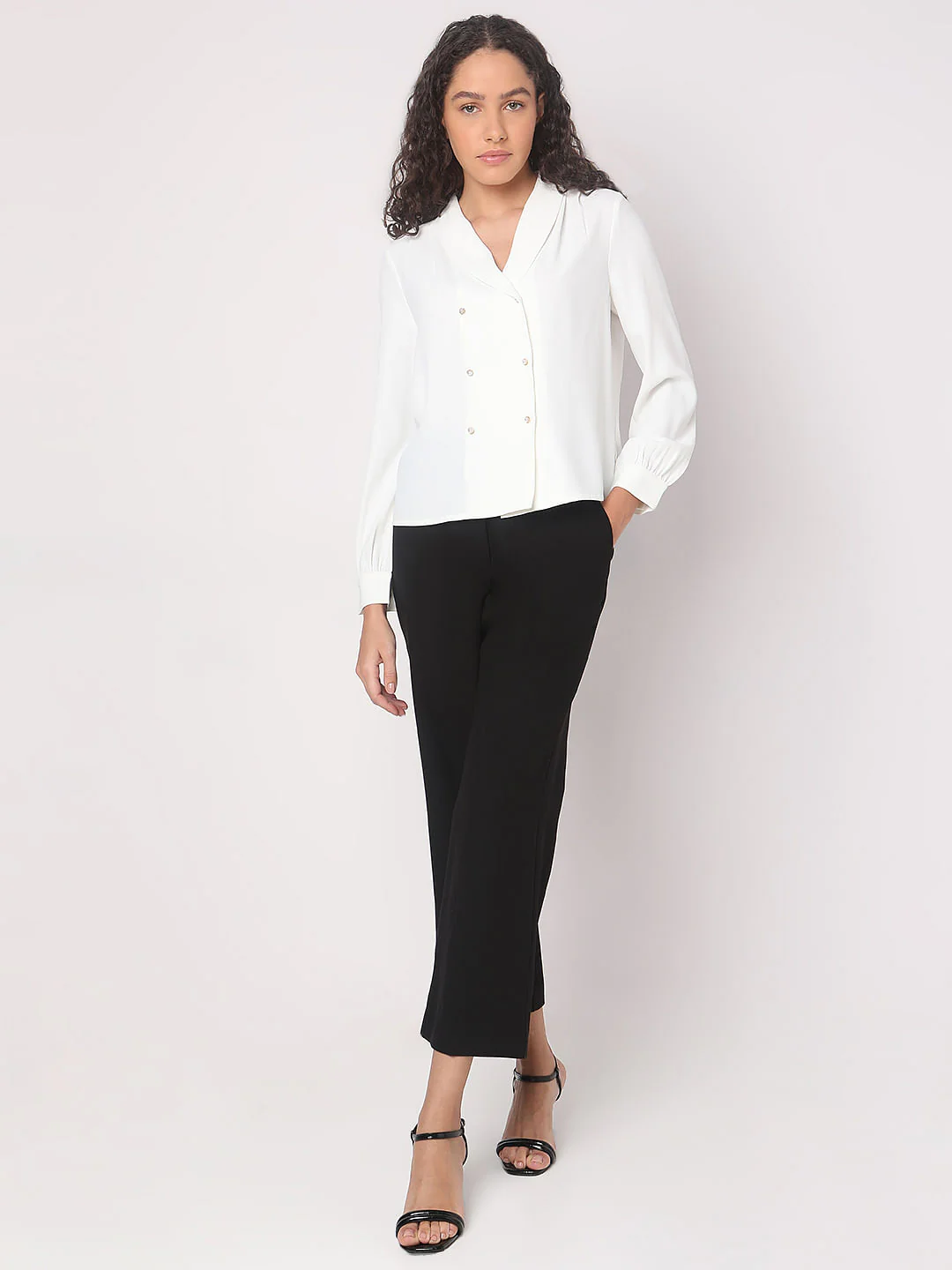 White Shawl Collar Top - Image 5