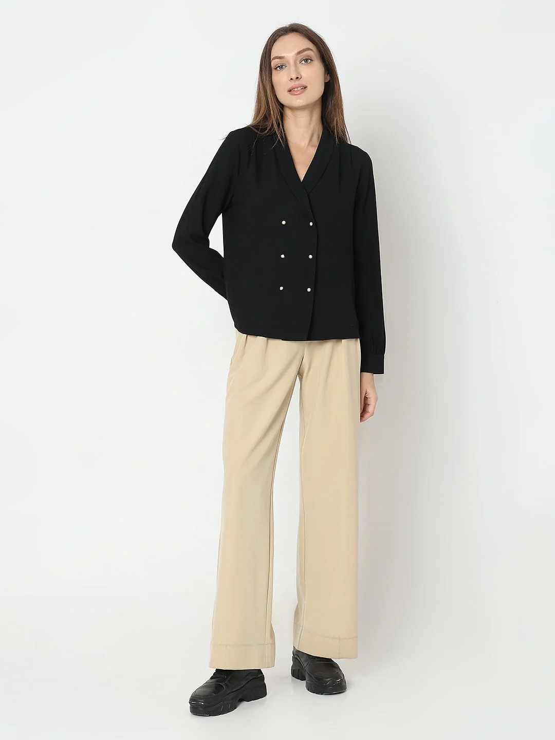 Black Shawl Collar Top - Image 5