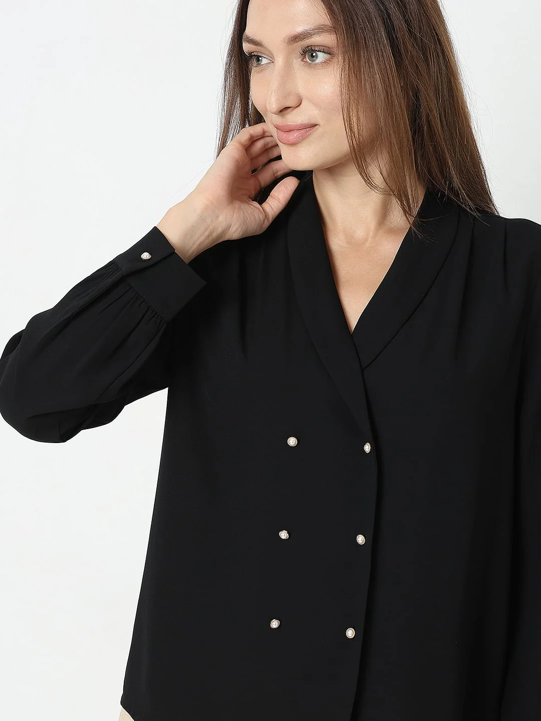 Black Shawl Collar Top - Image 6