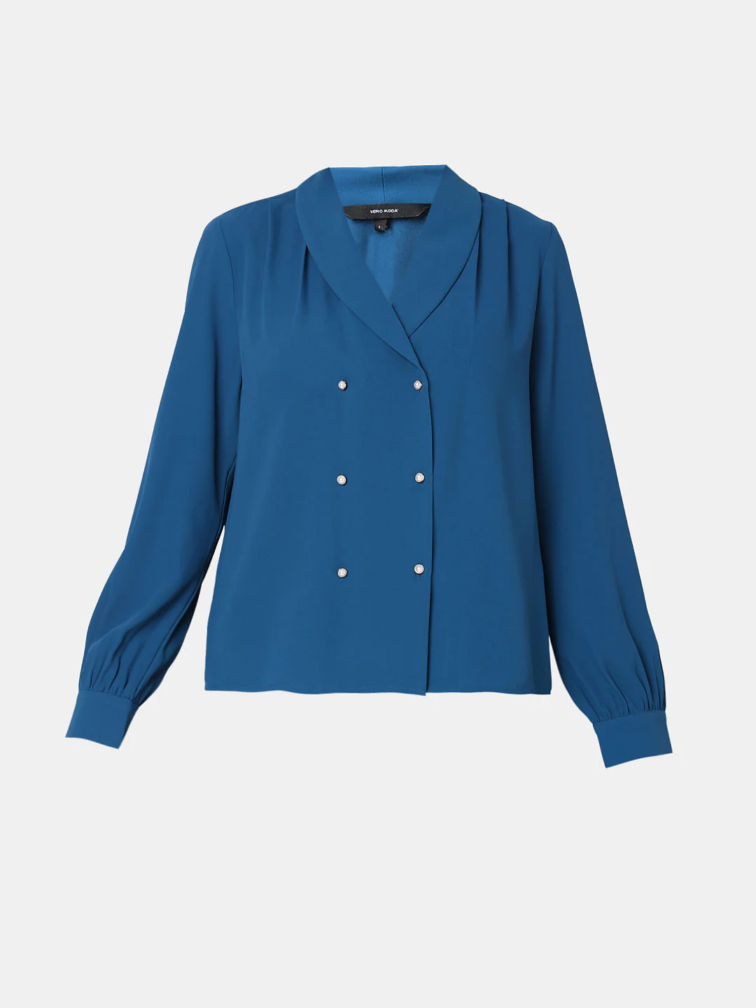 Blue Shawl Collar Top - Image 7
