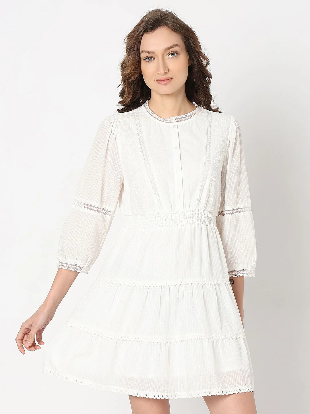 White Tiered Shift Dress - Image 2