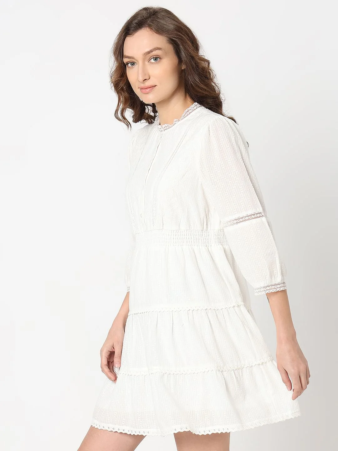 White Tiered Shift Dress - Image 3