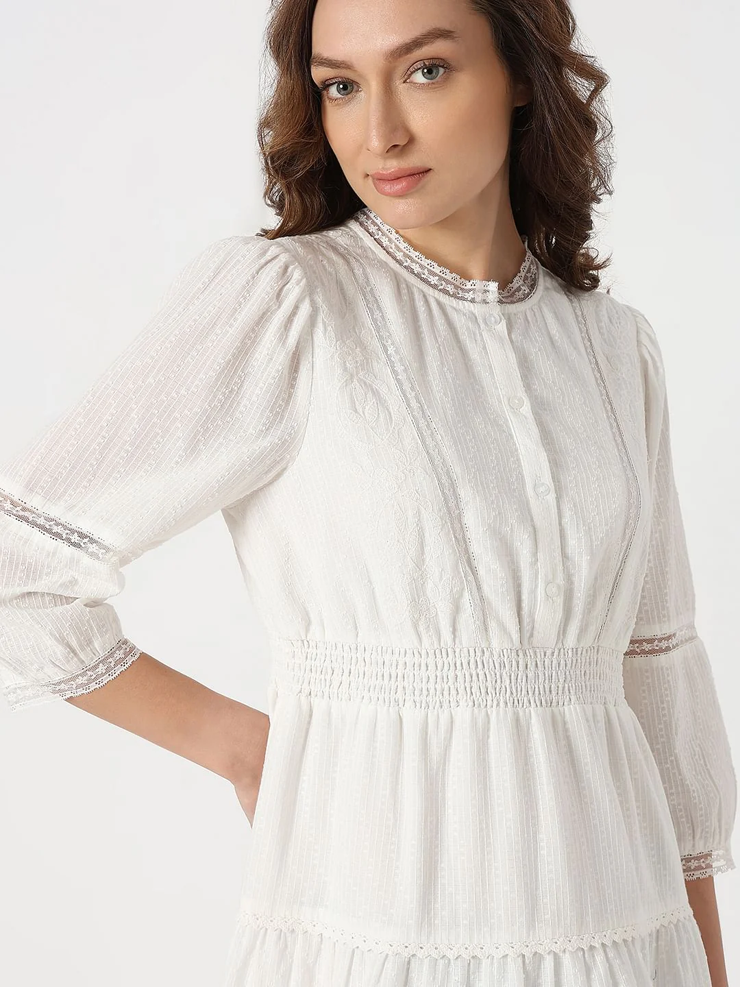 White Tiered Shift Dress - Image 6