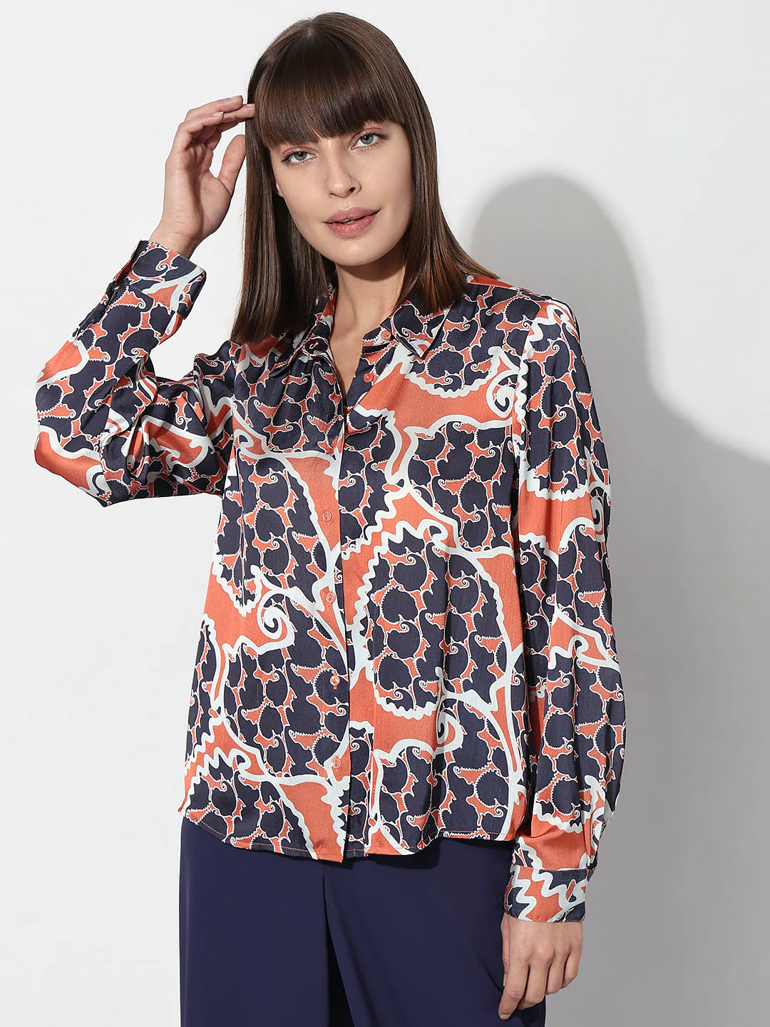 Orange Abstract Print Shirt - Image 2