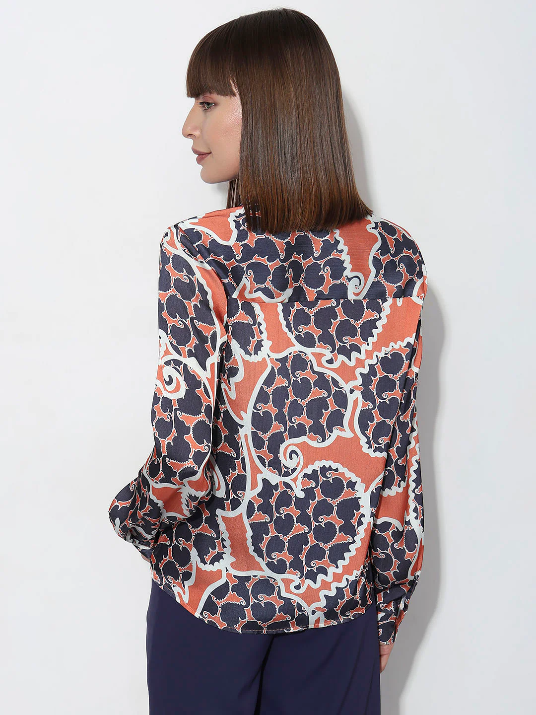 Orange Abstract Print Shirt - Image 4