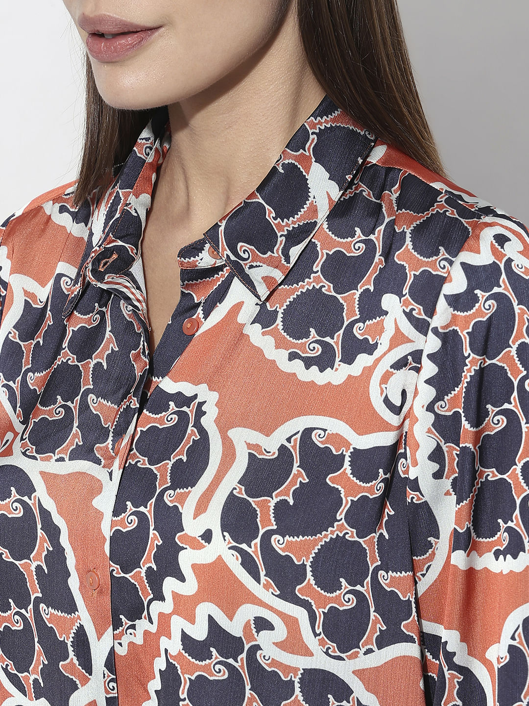 Orange Abstract Print Shirt - Image 8