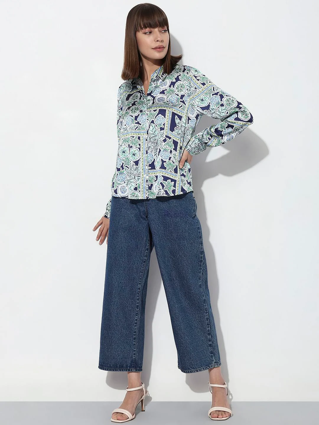 Navy Blue Floral Print Shirt - Image 5