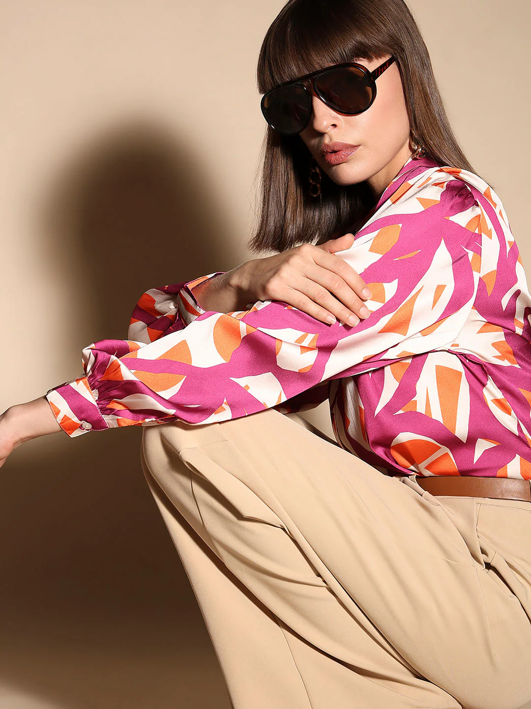 Burgundy Abstract Print Shirt