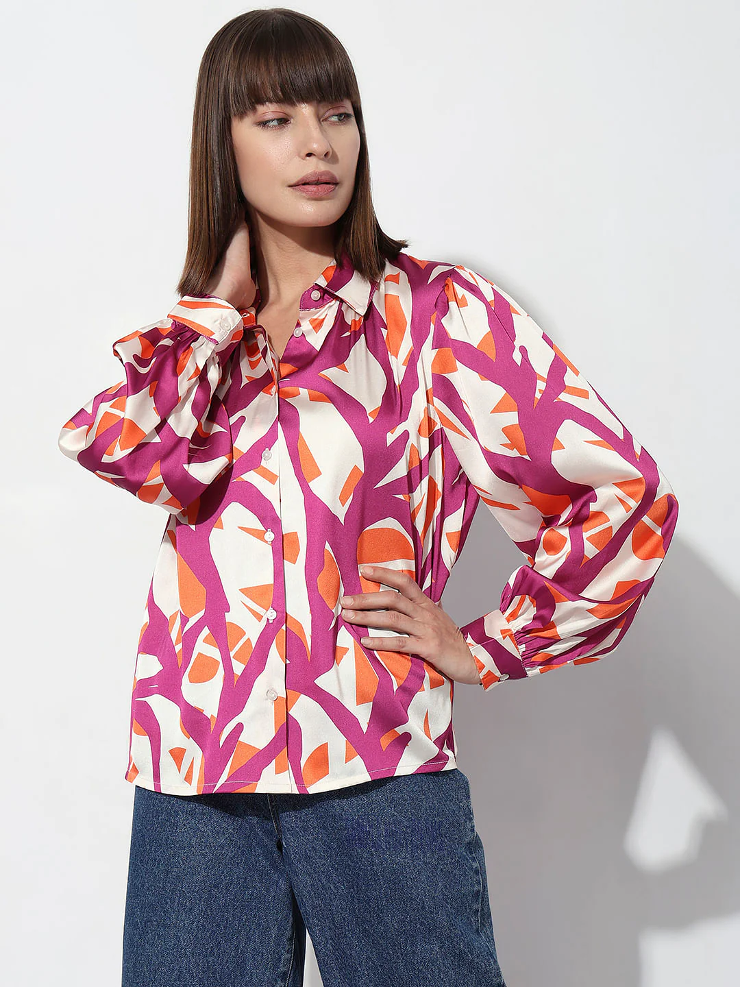 Burgundy Abstract Print Shirt - Image 2