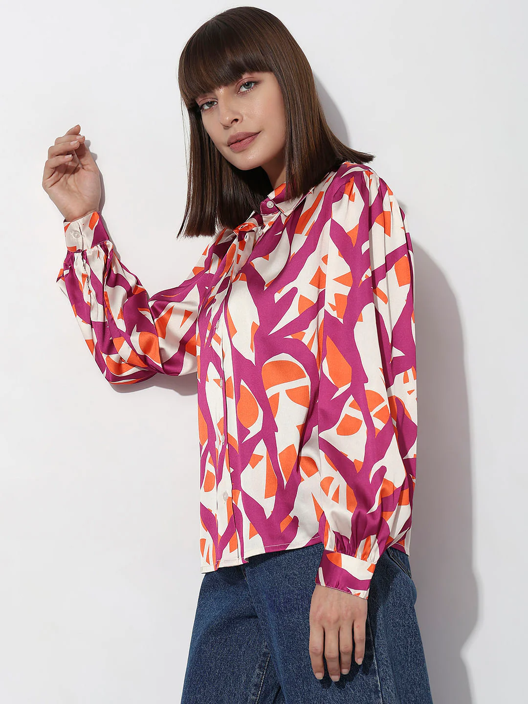 Burgundy Abstract Print Shirt - Image 3